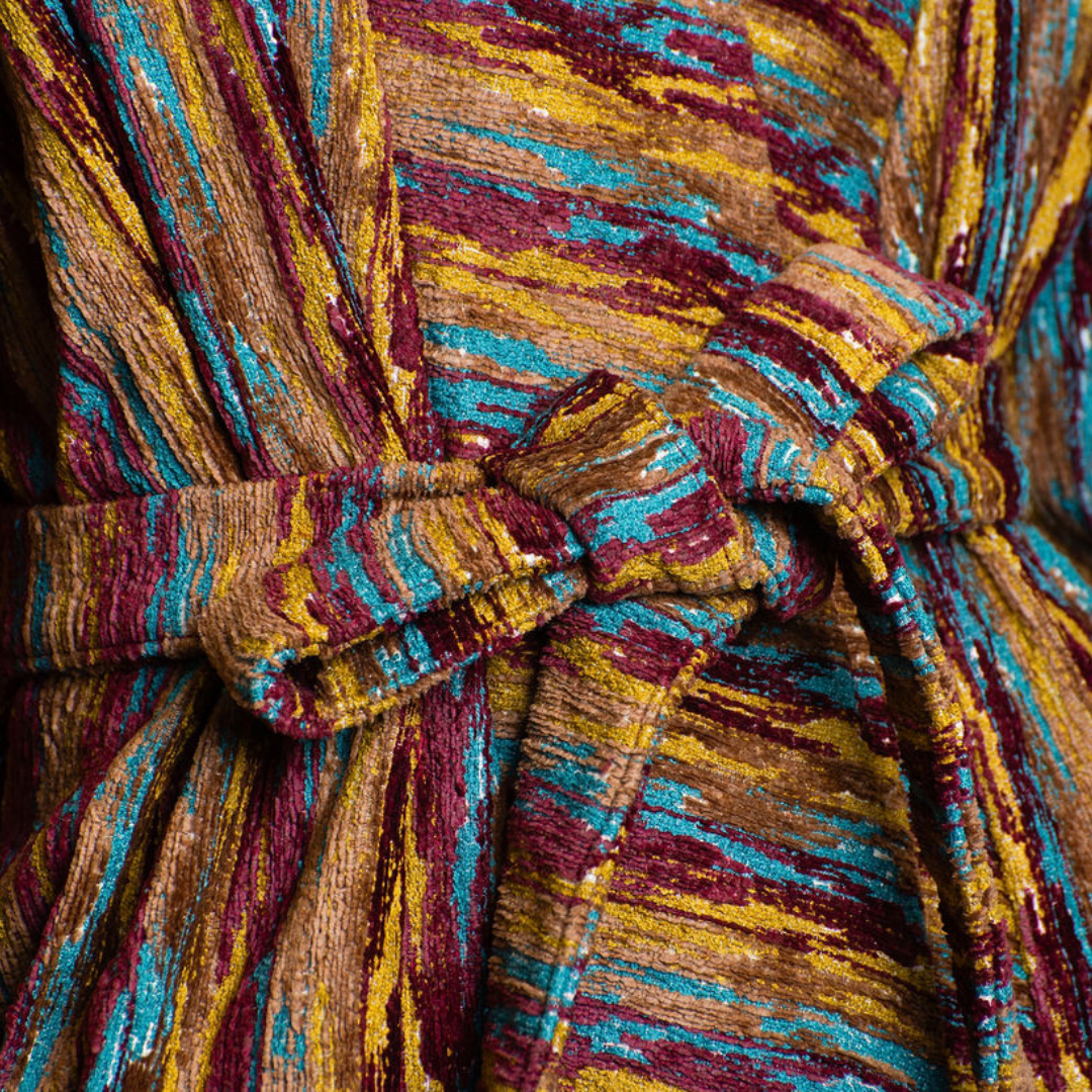 Burgundy, Mustard & Teal Woven Kimono