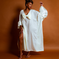 Cream Embroidered Tunic with Bow Detail