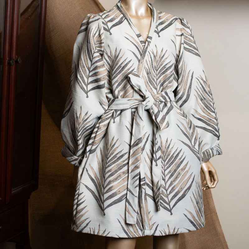 Cream Leaf Motif Kimono