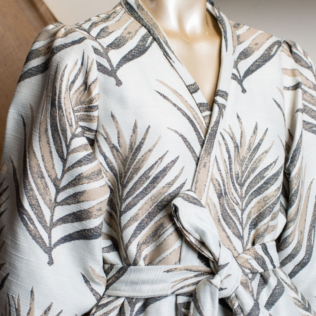 Cream Leaf Motif Kimono