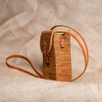 Rattan Rectangle Cross Body Bag