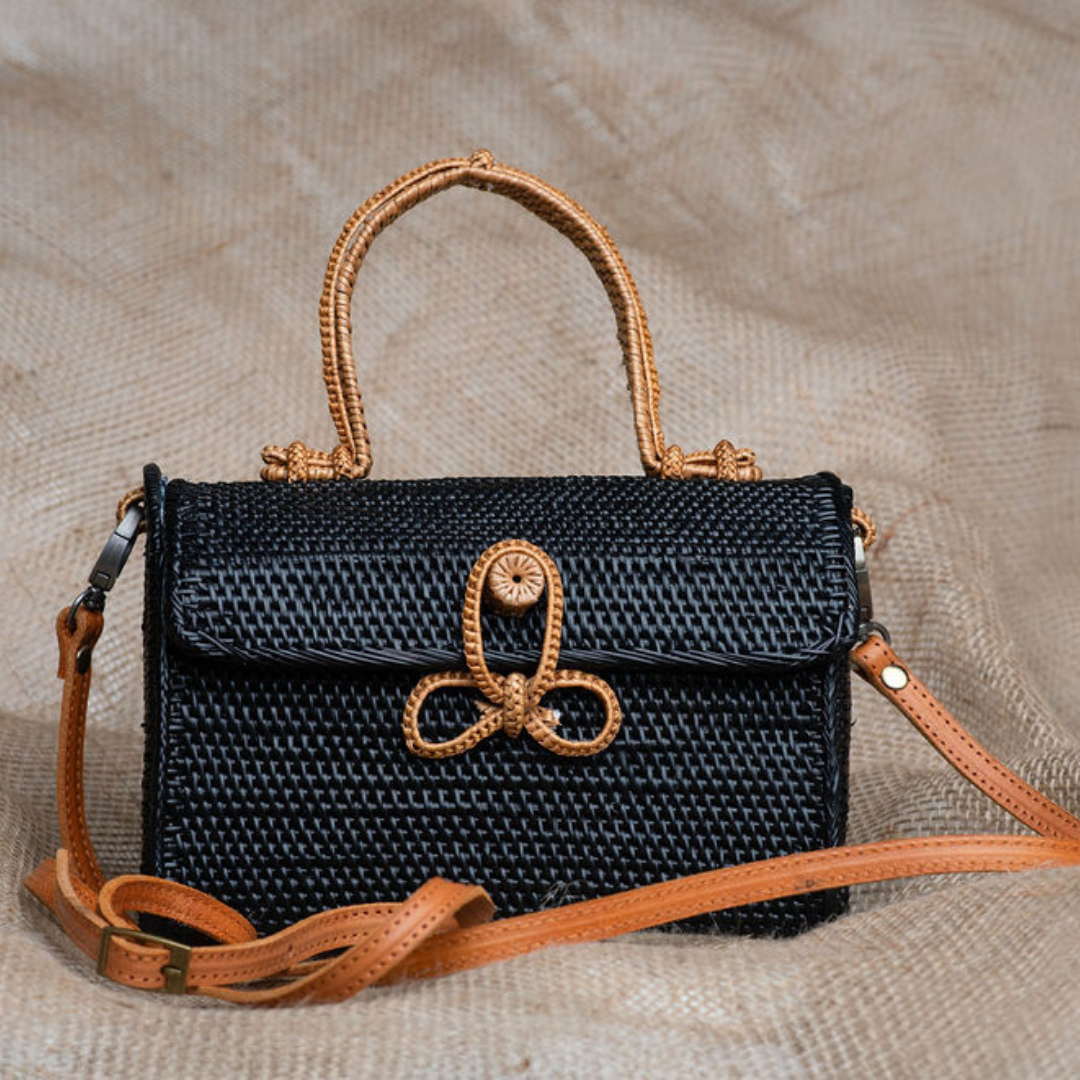 Black Rattan Handbag