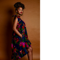 Floral Kréyol High-Low Dress with Adjustable Straps