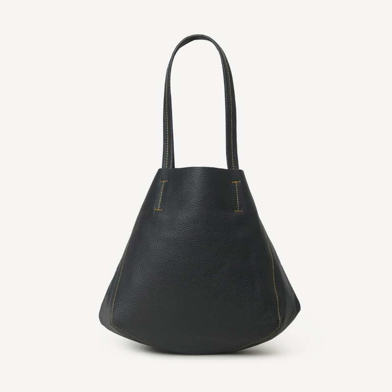 Black Triangular Leather Bag