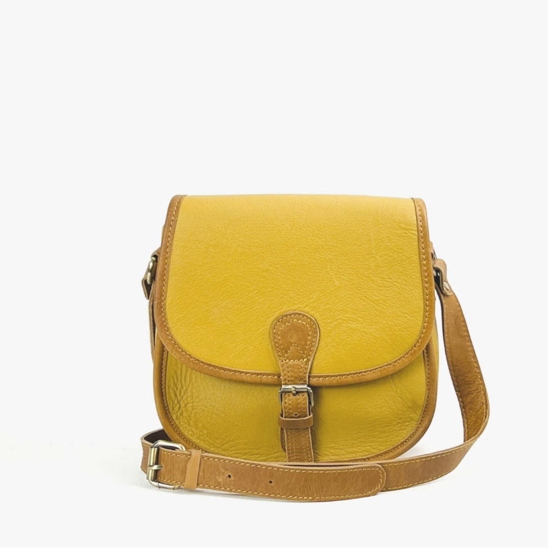 Mustard Yellow Crossbody Leather Bag