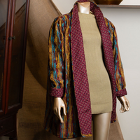 Burgundy, Mustard & Teal Woven Kimono