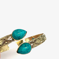 Turquoise Tear Drop Brass Cuff