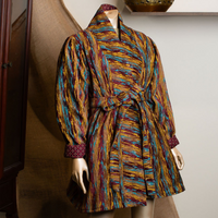 Burgundy, Mustard & Teal Woven Kimono