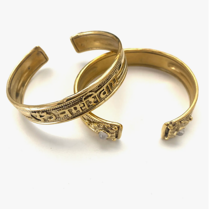 Brass Om Namah Shivay Moonstone Cuff