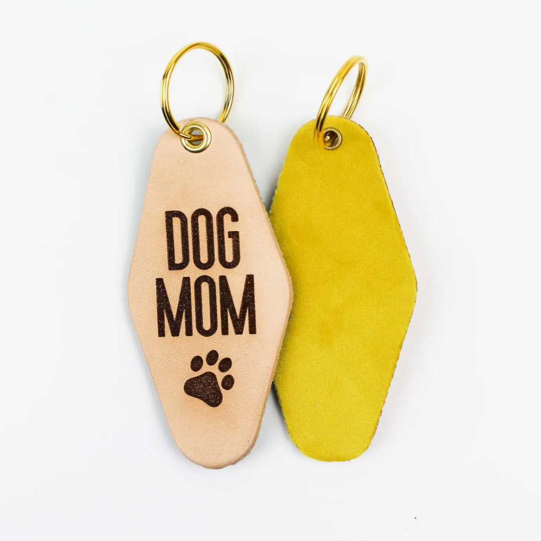 Leather Keychain- Dog Mom