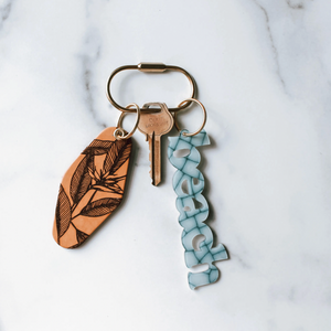 Leather Keychain - Tropical Leaves