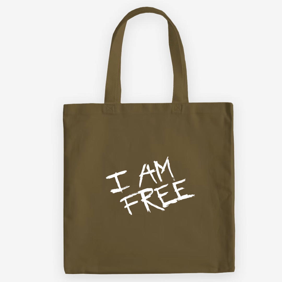 "I Am Free" Olive Tote Bag