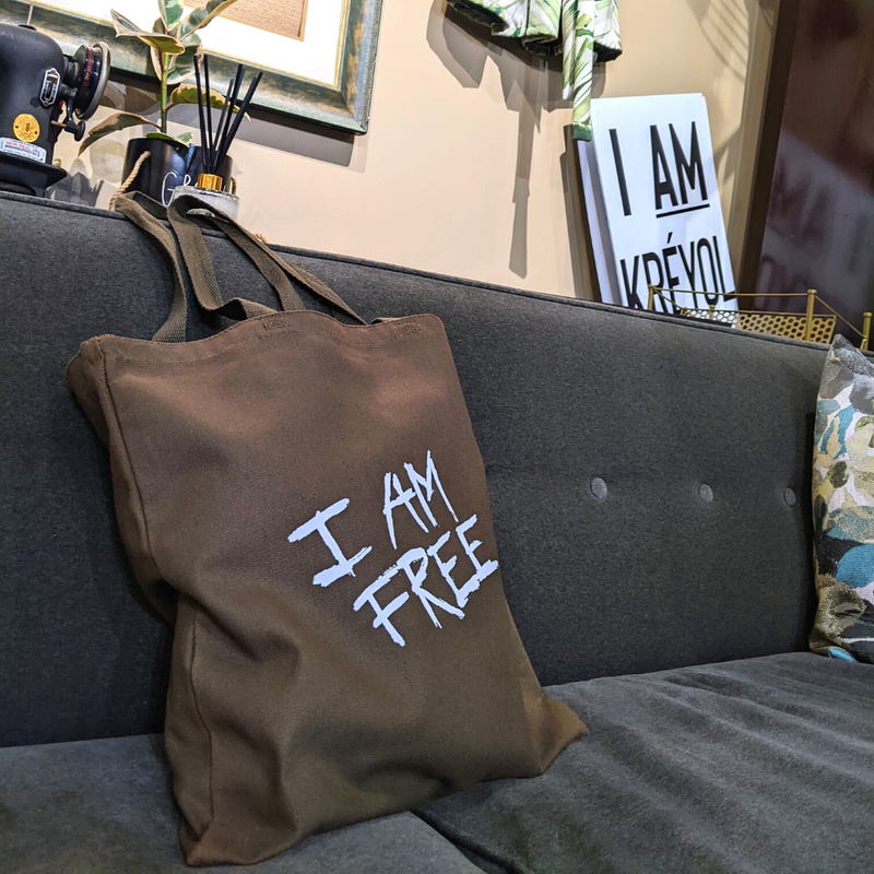 "I Am Free" Olive Tote Bag