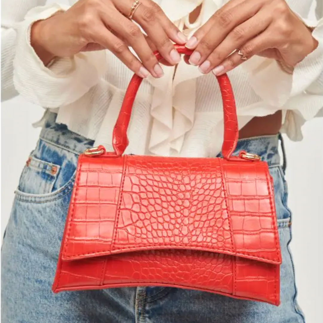 Red Faux Crocodile Bag