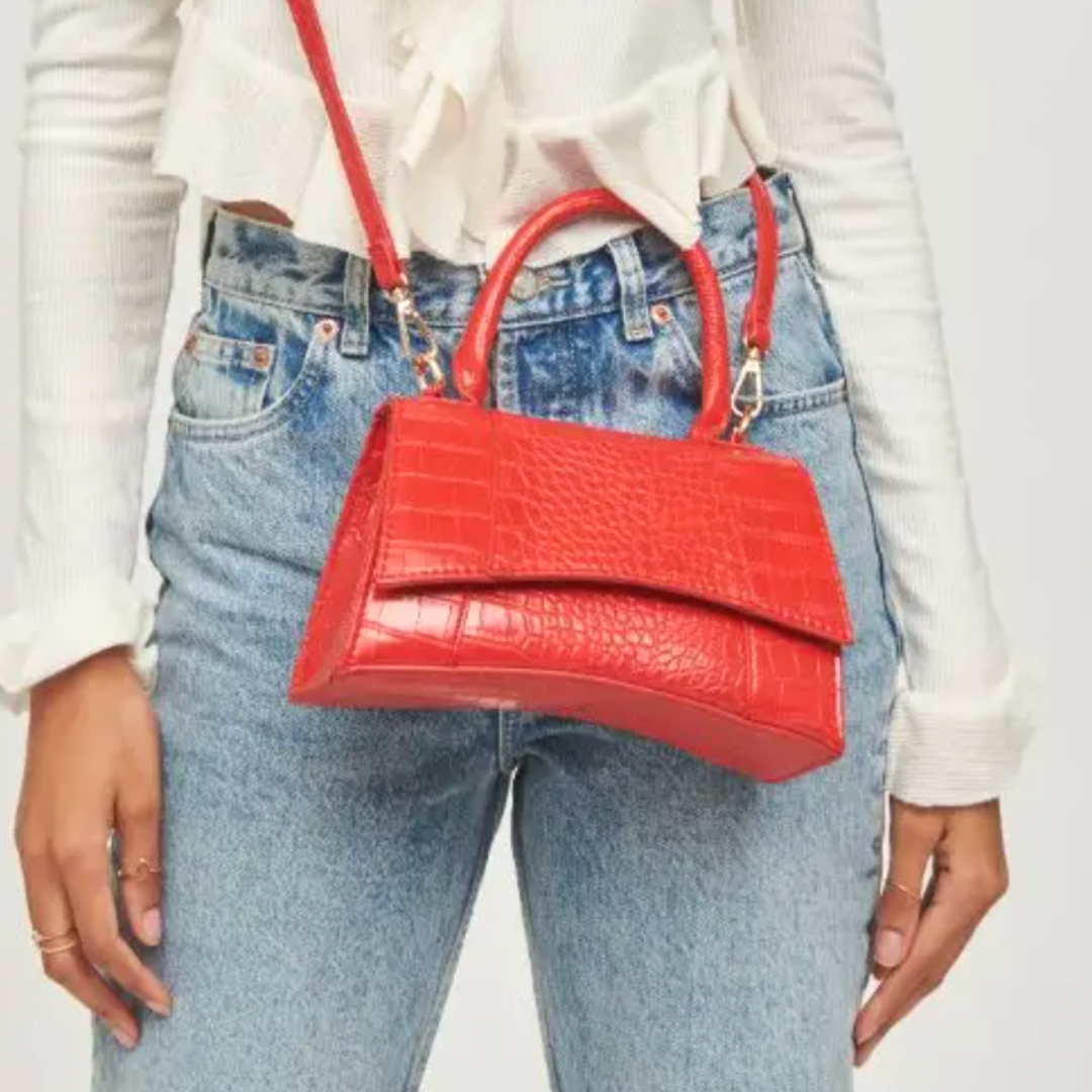 Red Faux Crocodile Bag