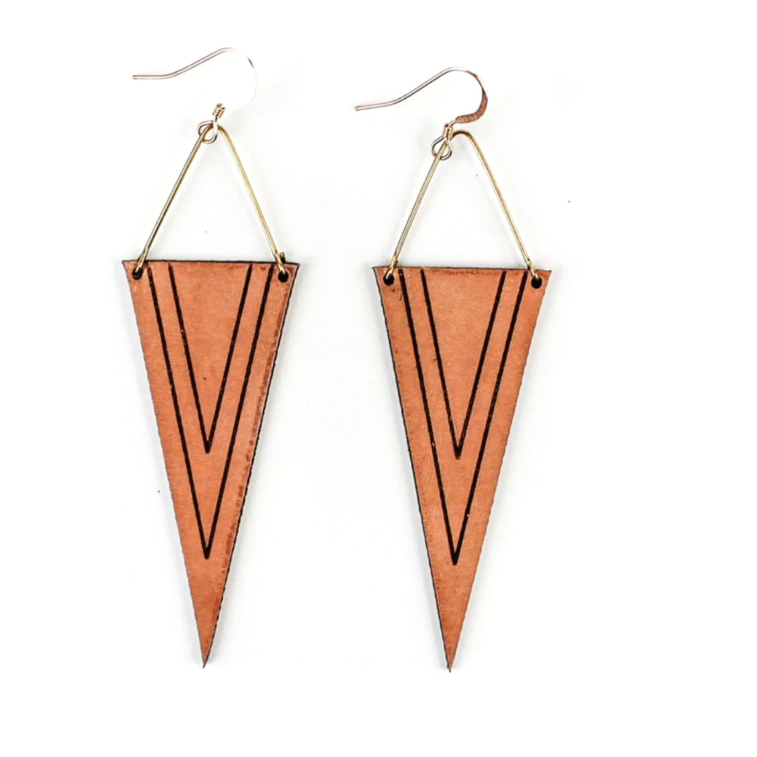 Deep V Leather Earrings