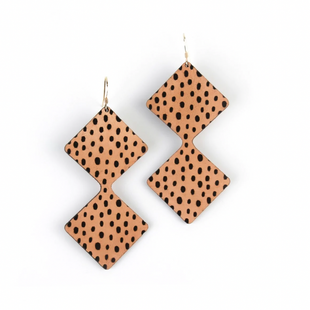 Double Diamond Leather Earrings