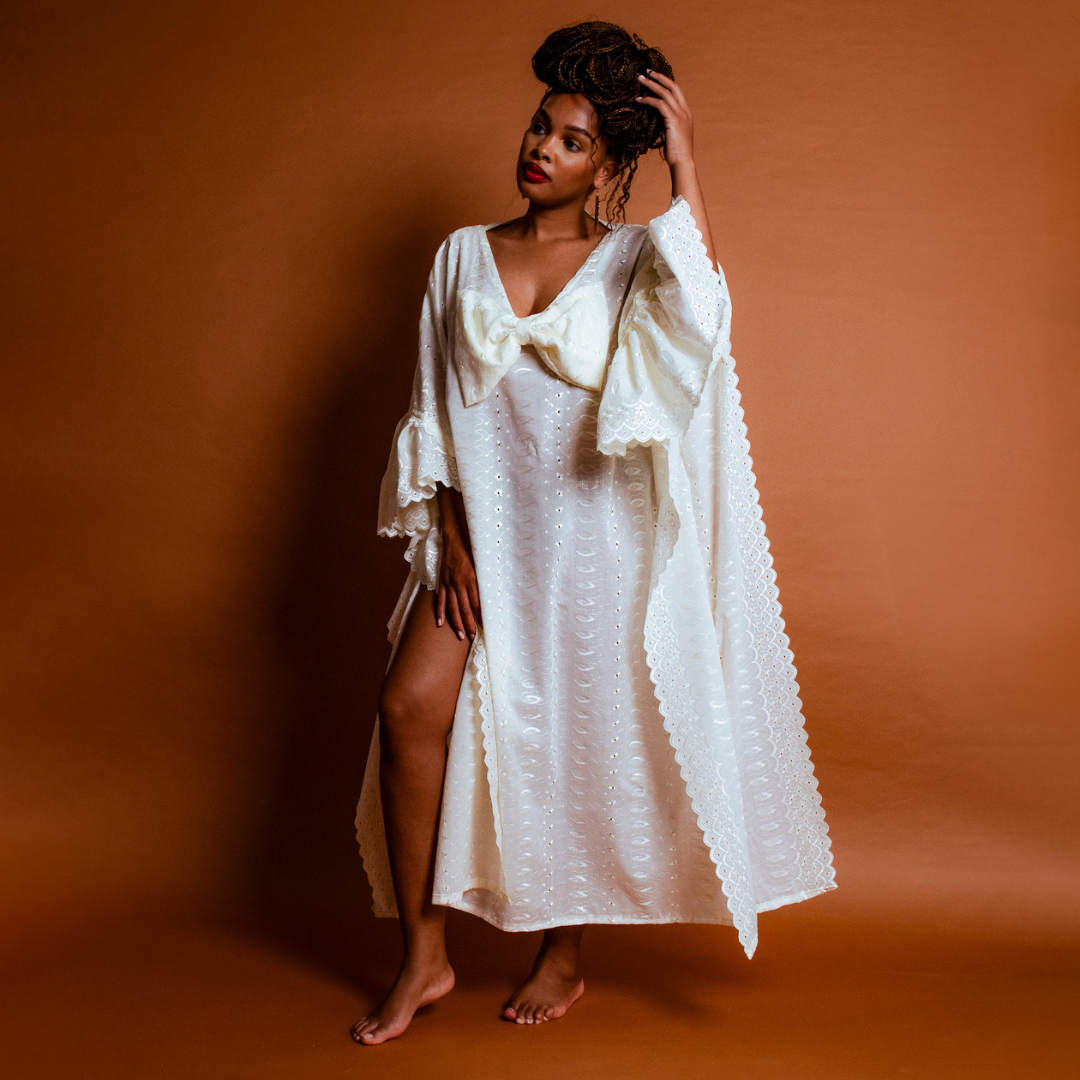Cream Embroidered Tunic with Bow Detail – I Am Kréyol