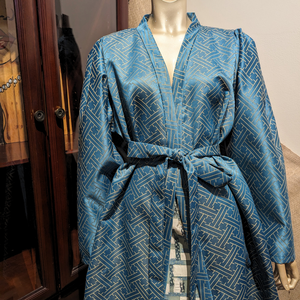 Turquoise Satin Kimono