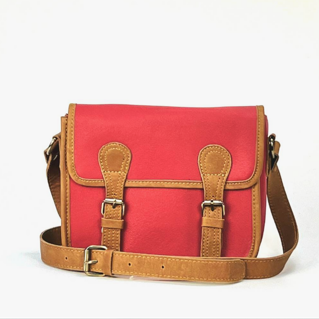 Double buckle best sale satchel bag