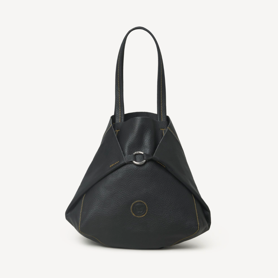 Black Triangular Leather Bag