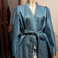 Turquoise Satin Kimono