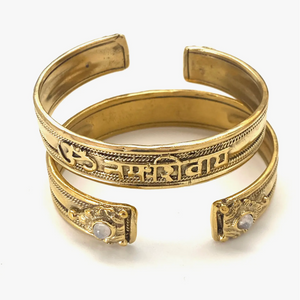Brass Om Namah Shivay Moonstone Cuff
