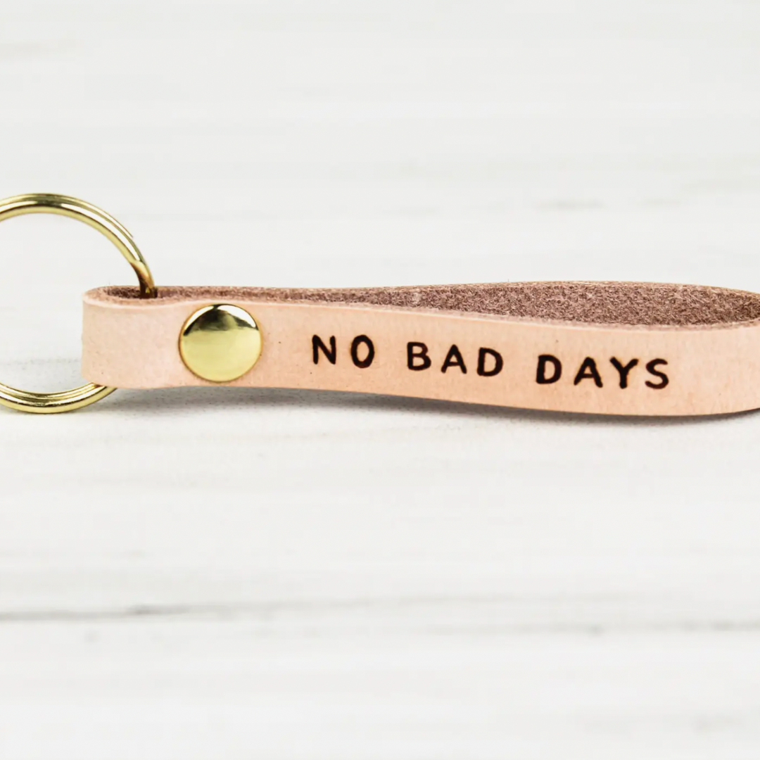 Leather Keychain - No Bad Days