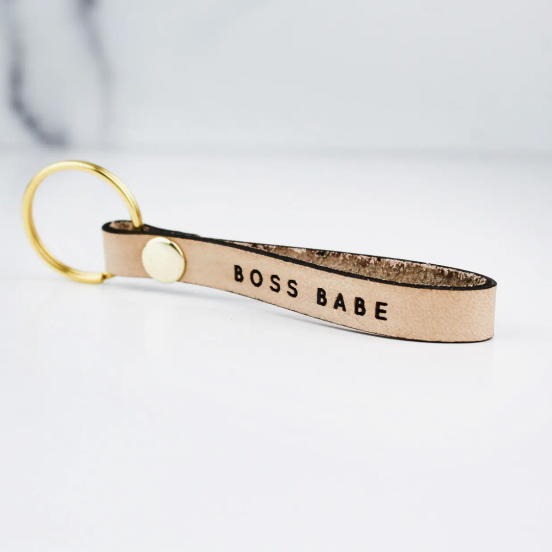 Leather Keychain - Boss Babe