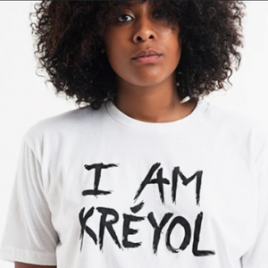 White Unisex "I Am Kreyol" T-Shirt w/ black lettering