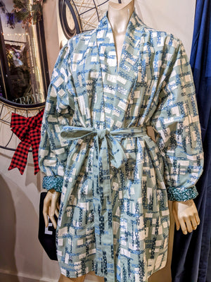 Turquoise Embroidered Kimono