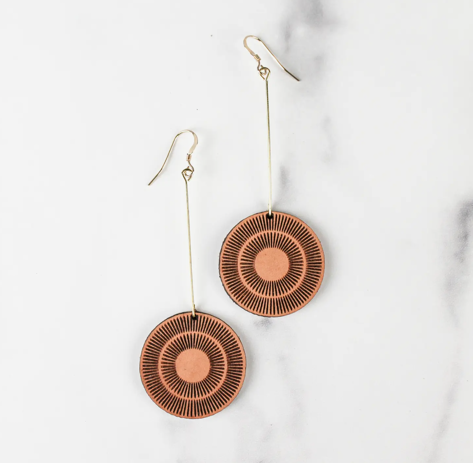 Full Moon Leather Earrings