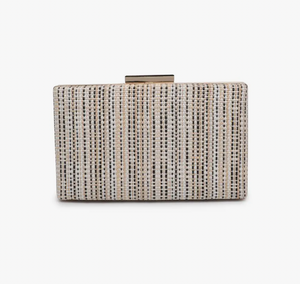 Cross Stitched Gold, Beige and Black Bag