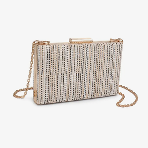 Cross Stitched Gold, Beige and Black Bag