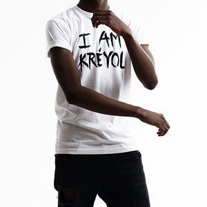 White Unisex "I Am Kreyol" T-Shirt w/ black lettering